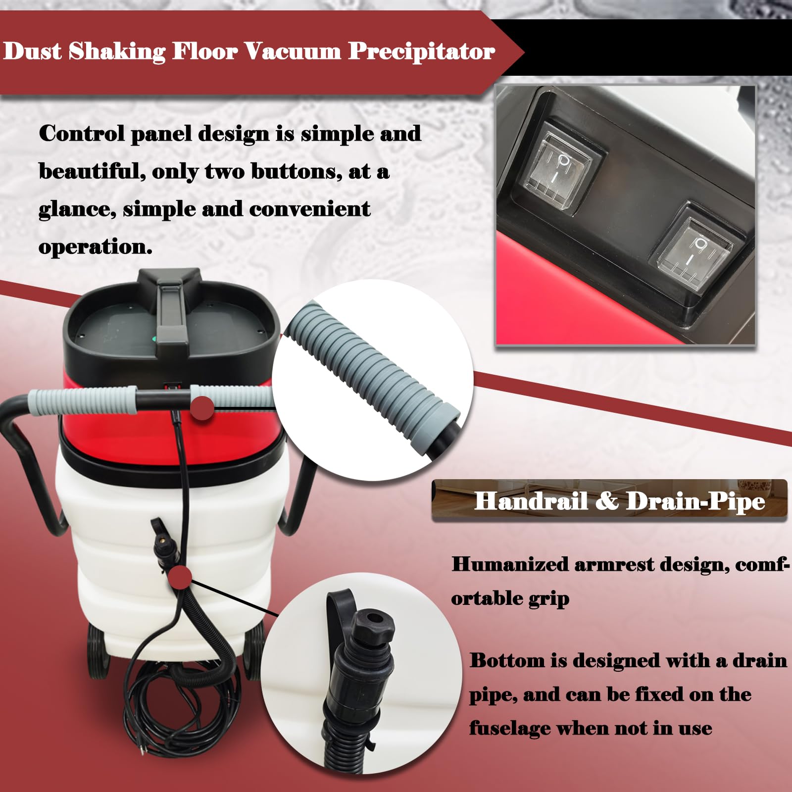 Commercial Wet/Dry Vacuum Cleaner - 2000W 90L (24 Gallon) Dust Extractor with 2 Motors & Auto Dust Shaking - 110V Heavy Duty Water Vacuum for Industrial Cleaning, Construction Sites, and Workshop Dust Collection
