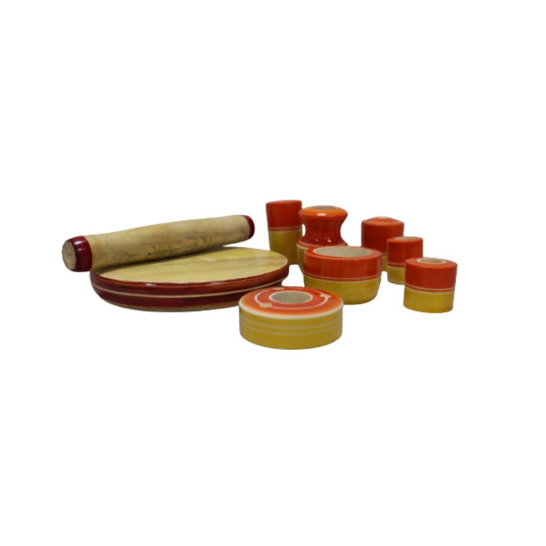 Hand-Painted Orange Wooden Nesting Dolls Cooking Set - Traditional Russian Matryoshka Decorative Showpiece & Collectible Toy for Home Decor, Kitchen Display, and Gift Giving