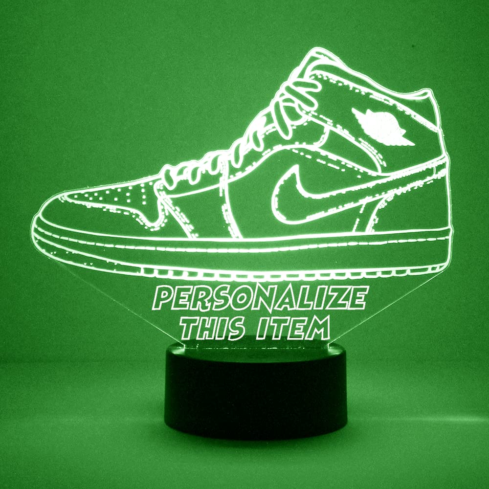 Custom Engraved LED Sneaker Night Light with Remote - Personalized Shoe Lamp with Your Name or Text - 16 Colors & 4 Modes - USB/Battery Powered - Perfect for Kids' Room, Bedside Decor, Gift Idea (Style 4)
