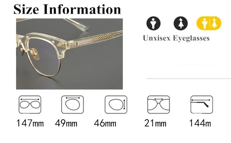 Aimee Unisex Full Rim Round Acetate Eyeglasses 14749 - Stylish & Durable Acetate Frame Glasses for Men & Women - Perfect for Reading, Work, and Everyday Fashion