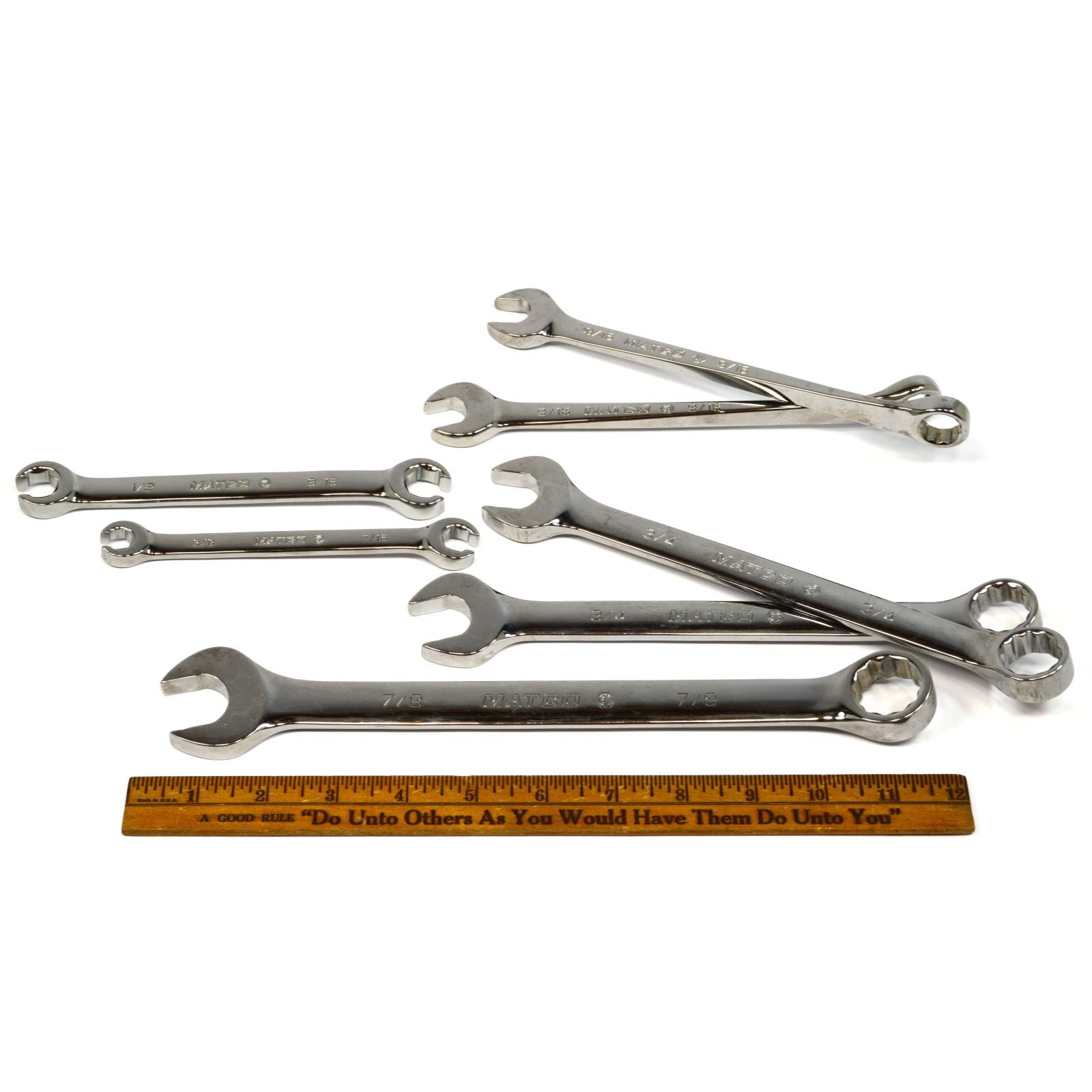 Premium 7-Piece Mixed Type Wrench Set - SAE Combination & Flare Nut Wrenches with Ergonomic Grip for Automotive Repair, Plumbing, and DIY Projects