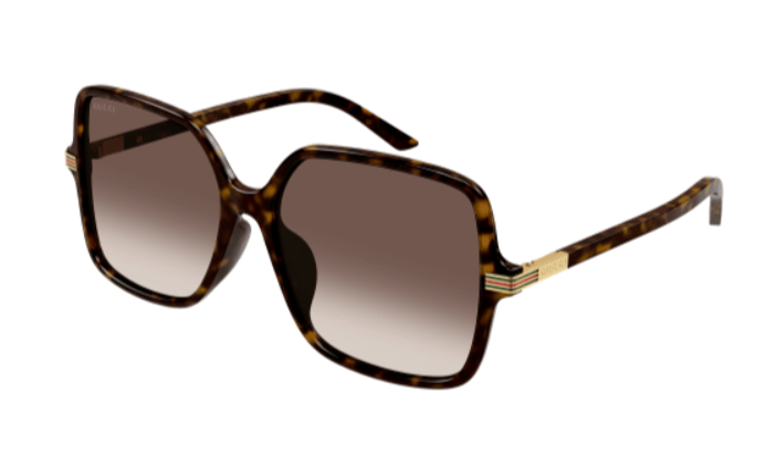 Gucci GG1448SA 002 Havana/Brown Oversized Square Gradient Polarized Sunglasses for Women - UV Protection, Fashion Luxury Shades for Beach, Driving & Outdoor Activities