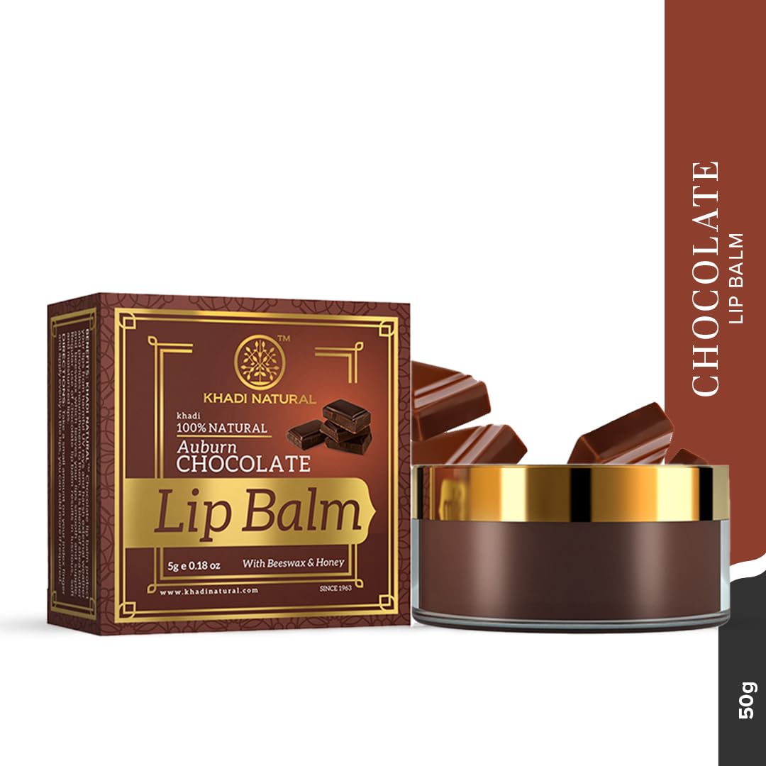 KHADI NATURAL Chocolate Lip Balm with Beeswax & Honey - Moisturizing & Nourishing - 5g (Pack of 2) - Perfect for Dry Lips, Winter Care & Daily Hydration