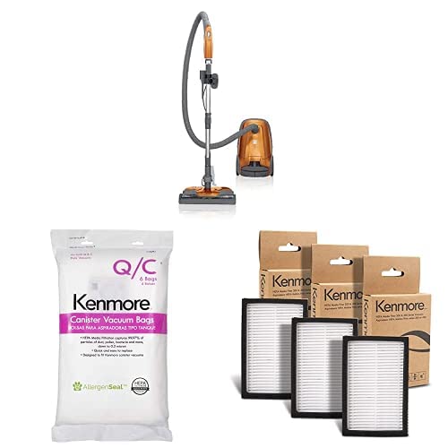 Kenmore 81214 Pet Friendly HEPA Bagged Canister Vacuum Cleaner with 6 Dust Bags & 3 Filters - Ideal for Pet Hair, Allergies & Hardwood Floors Cleaning