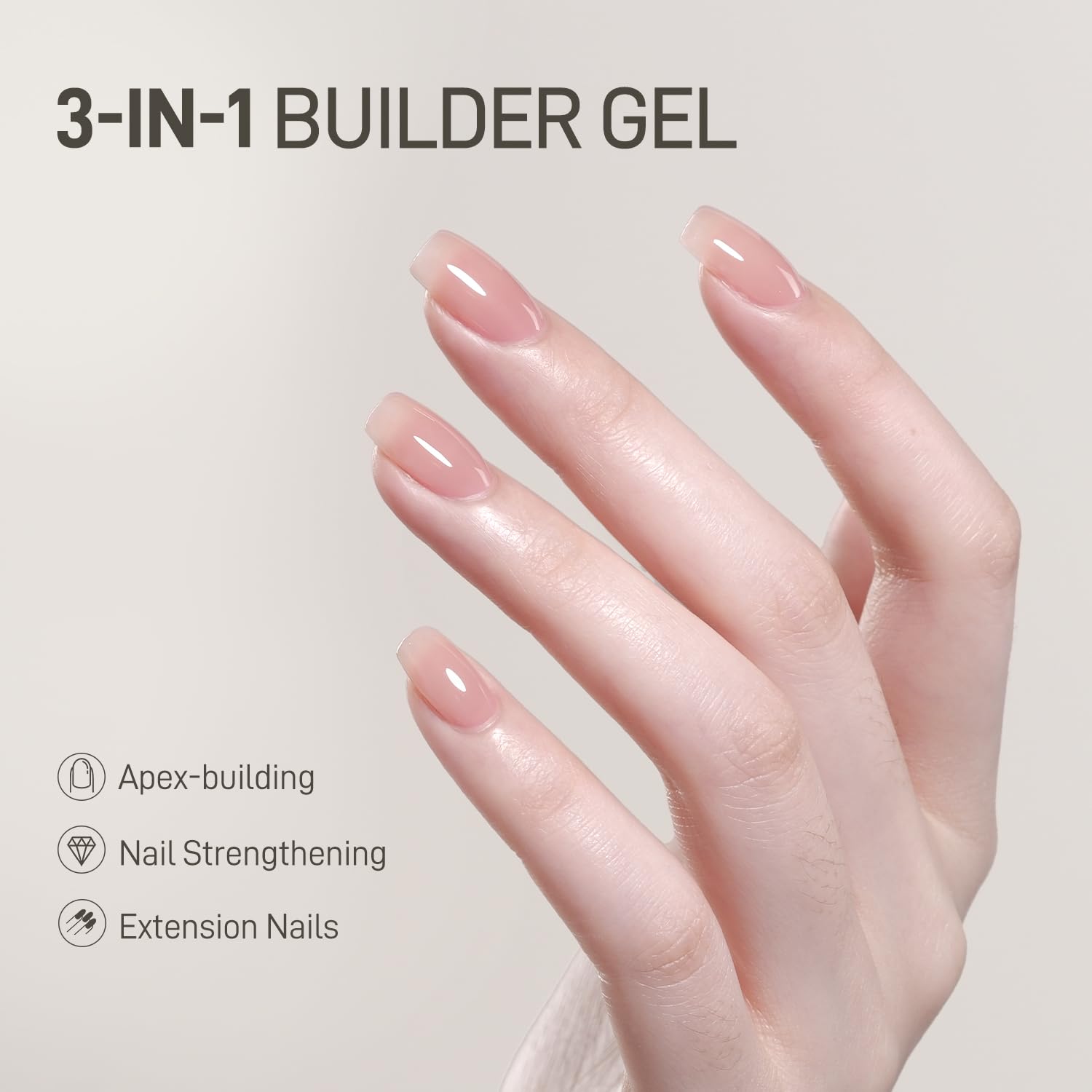 GAOY Clear Builder Gel for Nails - 16ml Nail Strengthener & Self-Leveling Hard Gel | Long Lasting Soak Off UV Gel for Professional Salon & DIY Manicures at Home