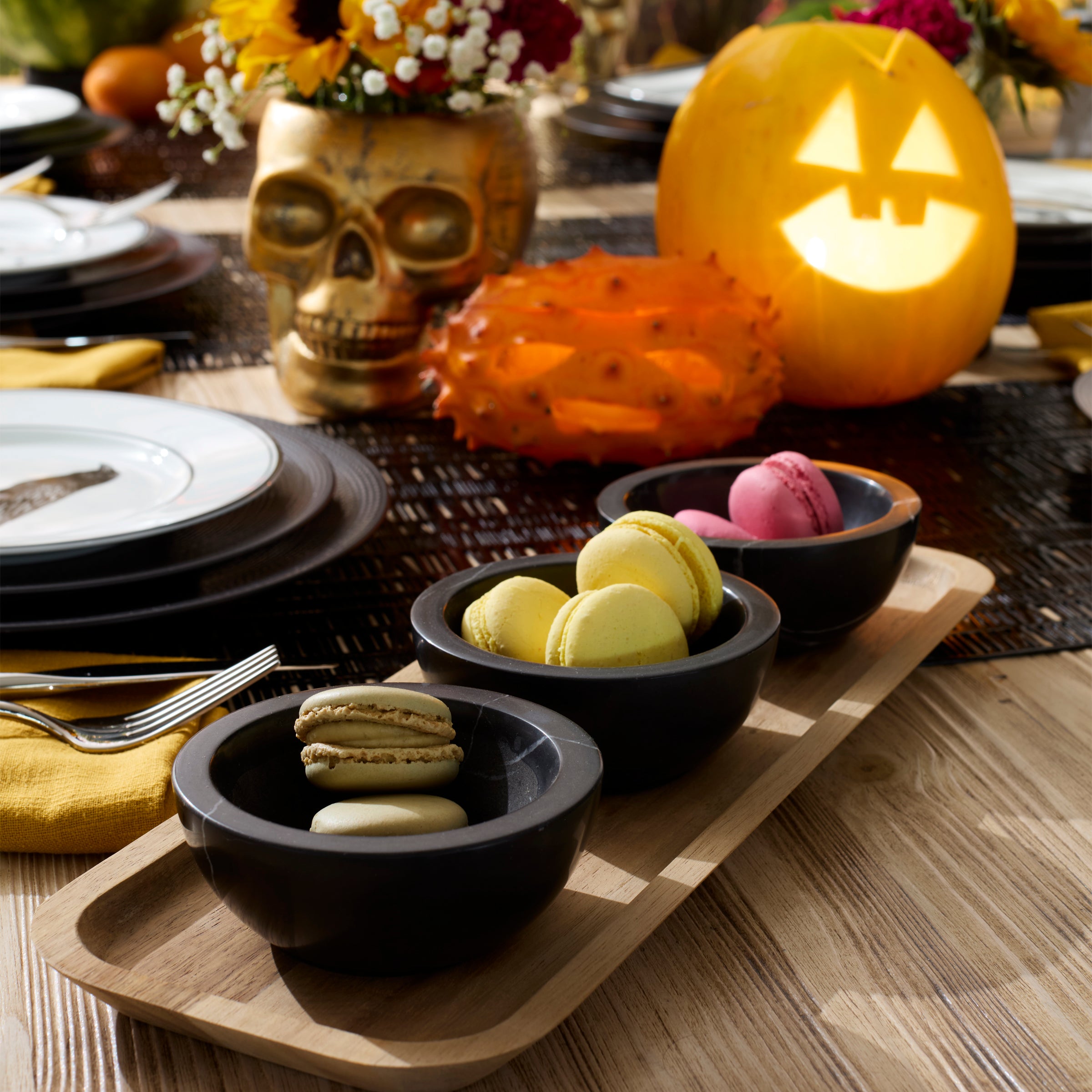 LX Collective Serving Tray with 3 Removable Dip Bowls - Perfect for Entertaining, Charcuterie Boards & Party Snacks