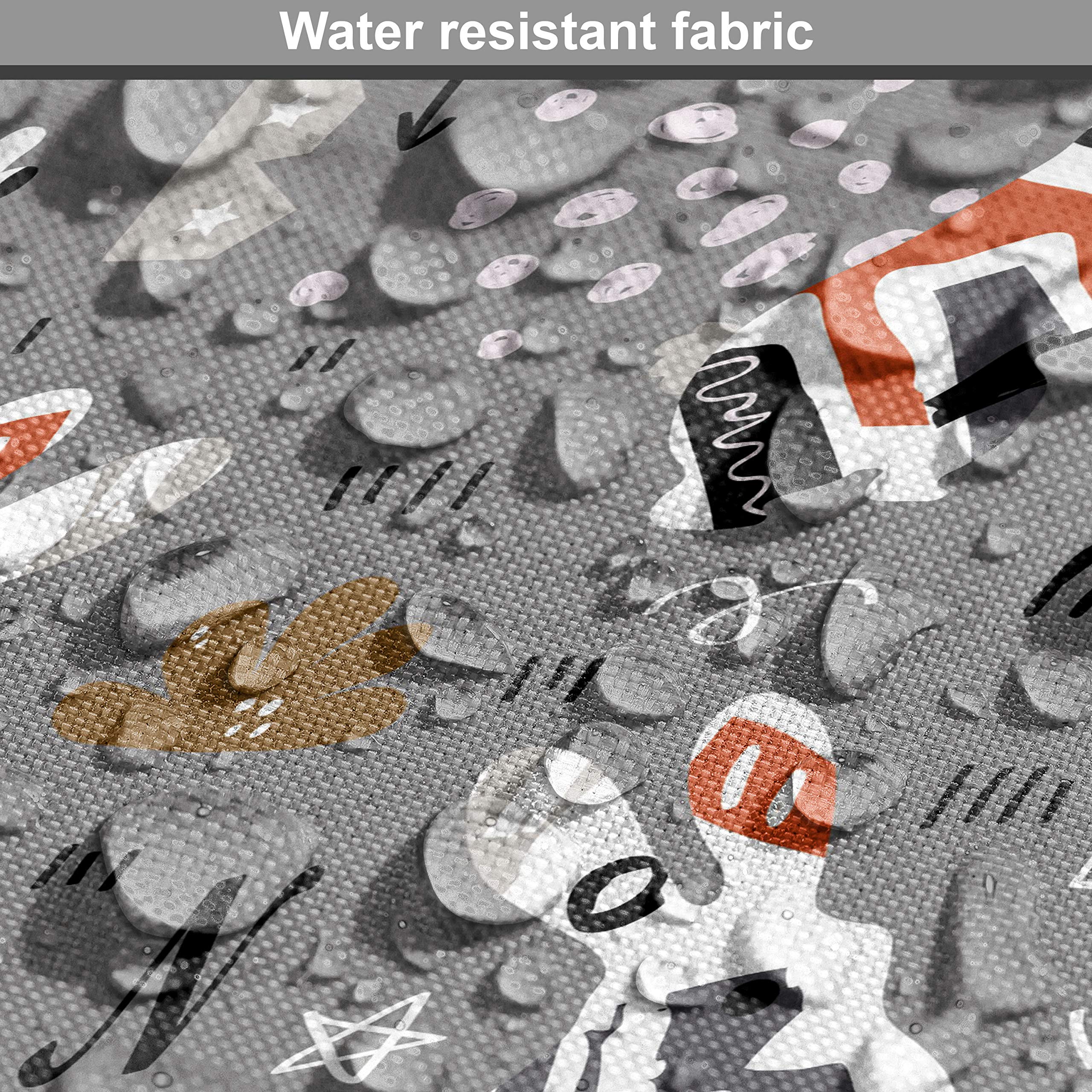 Ambesonne Abstract Fabric by The Yard - Funny Easter Rabbit Cartoon Bunny Art Doodle Forest Print - Decorative Upholstery Fabric for Sofa, Curtains & Home Decor - 10 Yards - Grey Rust Chocolate - Perfect for Easter Decorations & Spring Home Accents