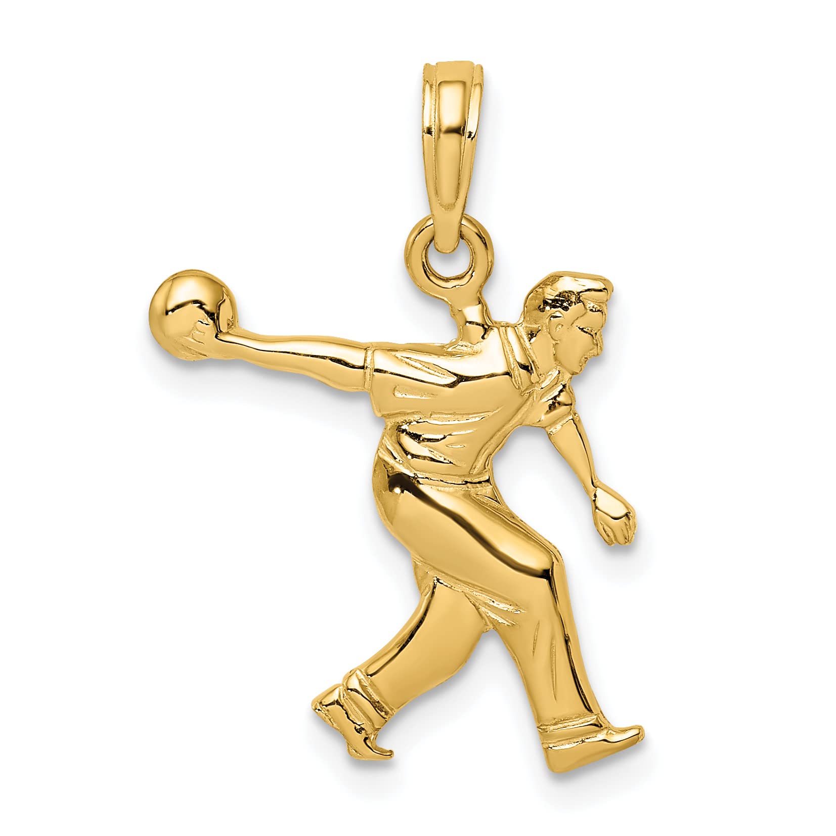 10K Yellow Gold Men's Bowling Charm Pendant - Perfect Gift for Bowlers, Sports Enthusiasts & Jewelry Lovers - Ideal for Birthdays, Anniversaries & Special Occasions