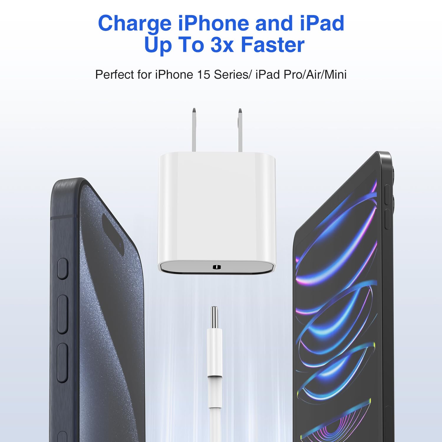 Fast Charging USB C Charger for iPhone 16/15/14 - 10FT+6FT Long USB C to USB C Cable - Compatible with iPhone 15/16 Pro/Pro Max/Plus, iPad Pro 12.9/11 inch - Air White - Perfect for Home, Office & Travel Charging