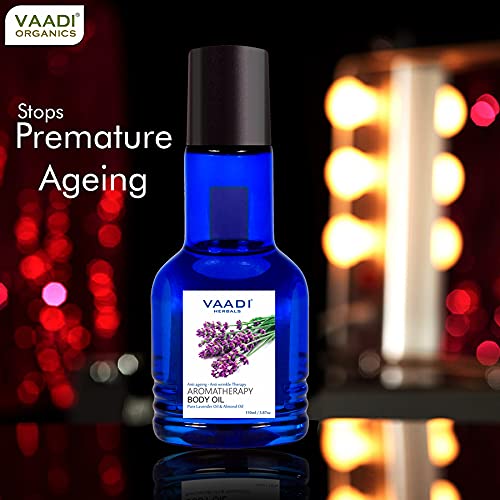 Vaadi Herbals Lavender & Almond Aromatherapy Body Oil - 110ml (2 Pack) for Relaxation, Massage & Skin Hydration