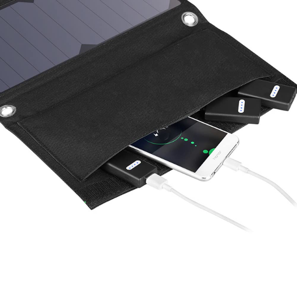 28W Solar Charger with 3 USB Ports - Waterproof & Foldable Solar Panel for Camping, Hiking, Travel - Compatible with iPhone, Android Phones, Tablets, Headphones, Speakers - Perfect for Outdoor Adventures, Emergency Power & Off-Grid Charging