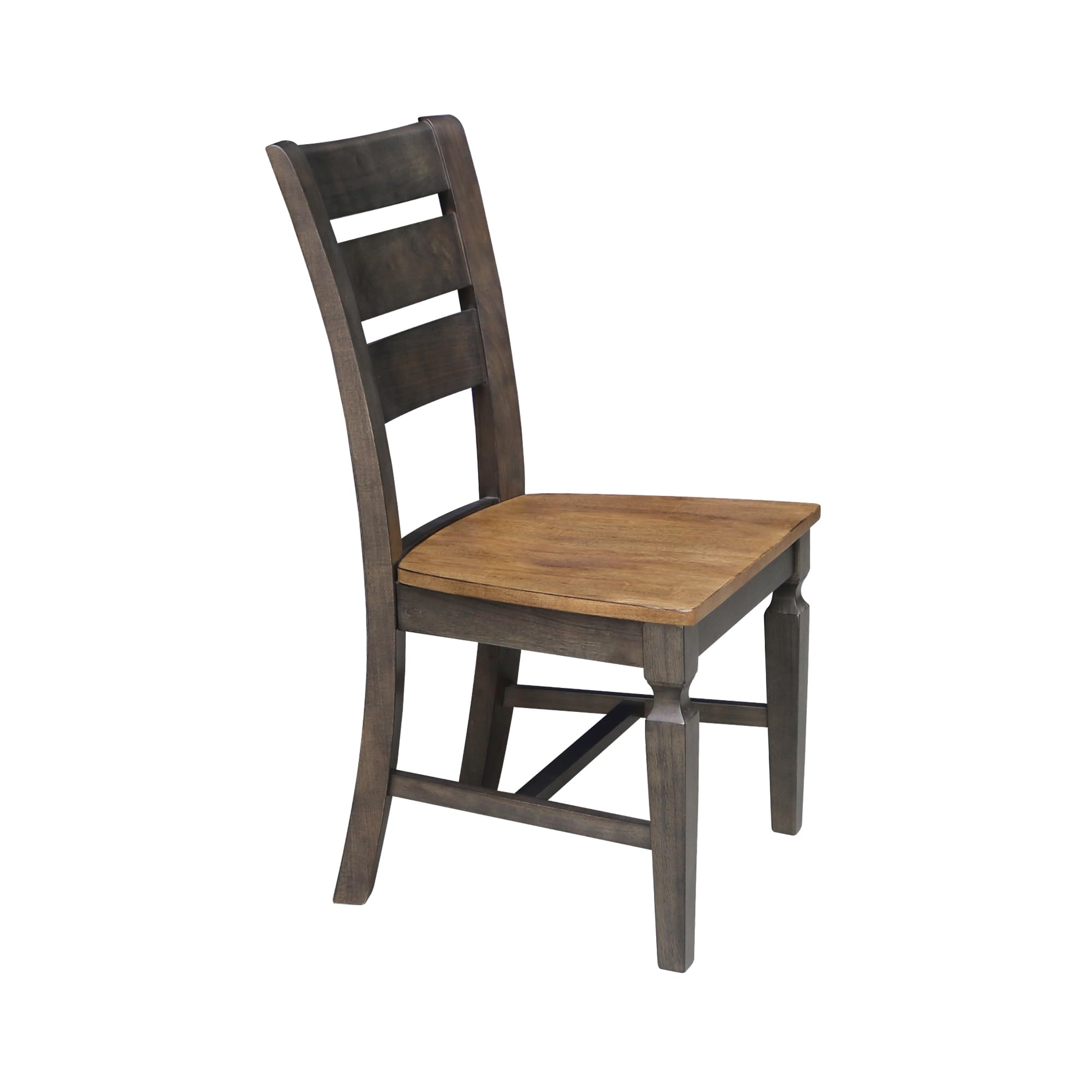 IC International Concepts Vista Ladderback Dining Chairs - Set of 2 Solid Wood Kitchen Chairs, Sturdy Hickory Frame with Washed Coal Finish, Easy Assembly for Dining Room & Kitchen Decor, Perfect for Family Meals & Entertaining Guests