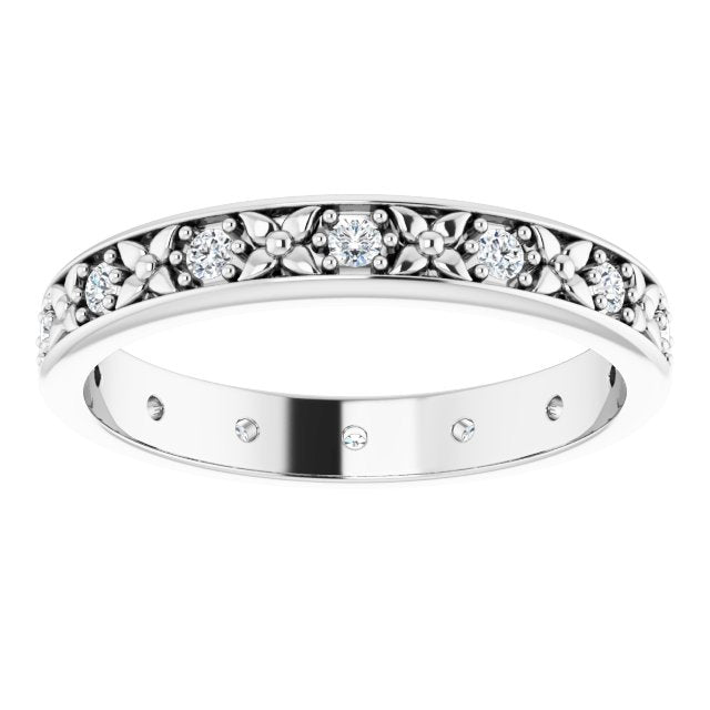 0.28 Carat Round Diamond Eternity Band Floral Design Wedding Ring for Women - Perfect for Anniversaries, Engagements & Special Occasions
