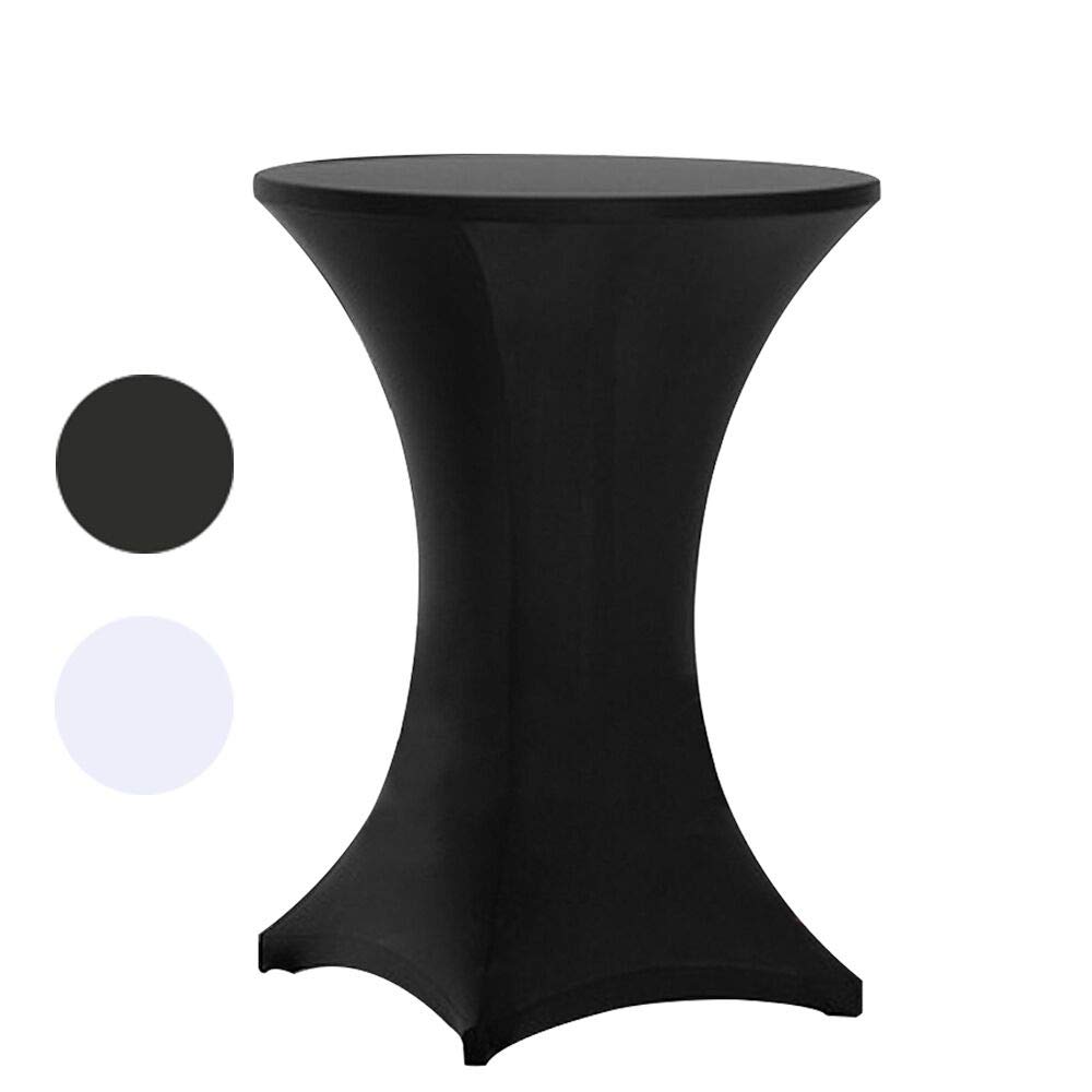 24x43 Inch Black Highboy Spandex Cocktail Table Cover - Stretch Fitted Tablecloth for Round Bar Tables - Perfect for Weddings, Parties & Events