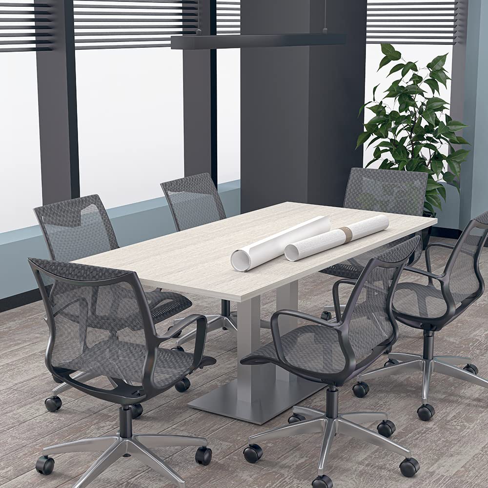 6' Conference Table with Electric & Data Module - 6 Person Rectangular Office Table | Harmony Series in Light Gray | Perfect for Meetings, Team Collaboration & Office Workspaces