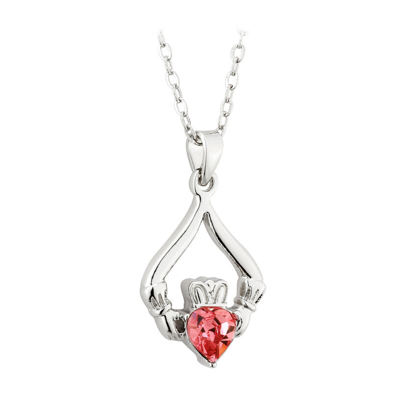 12 Months Birthstone Claddagh Necklace - Irish Celtic Jewelry for Women, Personalized Gift for Mother's Day, Anniversary & Valentine's Day