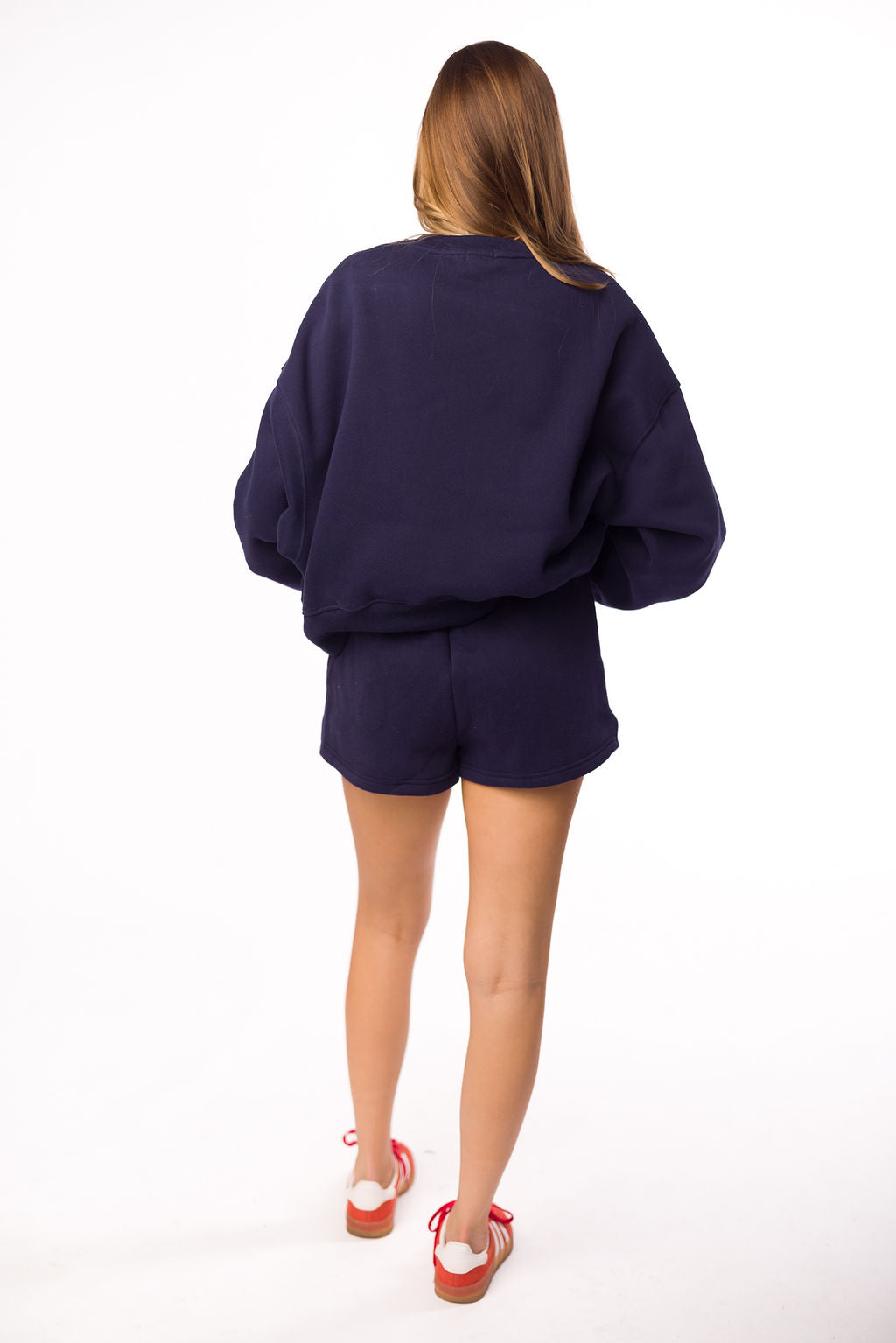 High Waisted Sweat Shorts for Women - Soft & Comfortable Navy Blue Lounge Shorts - Perfect for Yoga, Running, Travel & Home Relaxation