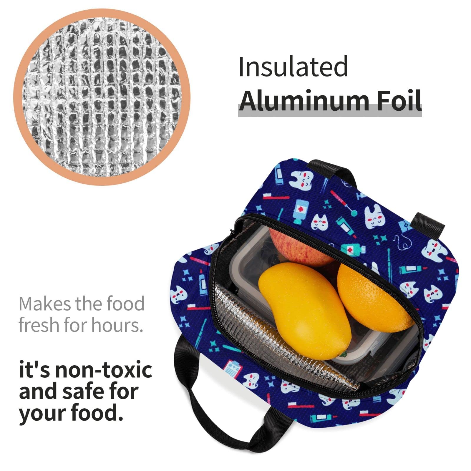 Insulated Lunch Bag for Women & Men - Thermal Cooler Tote for Work, Camping & Travel - Cute Picnic Pouch for Dental Hygienists & Professionals - Perfect for Office, Outdoor Adventures & Daily Commute