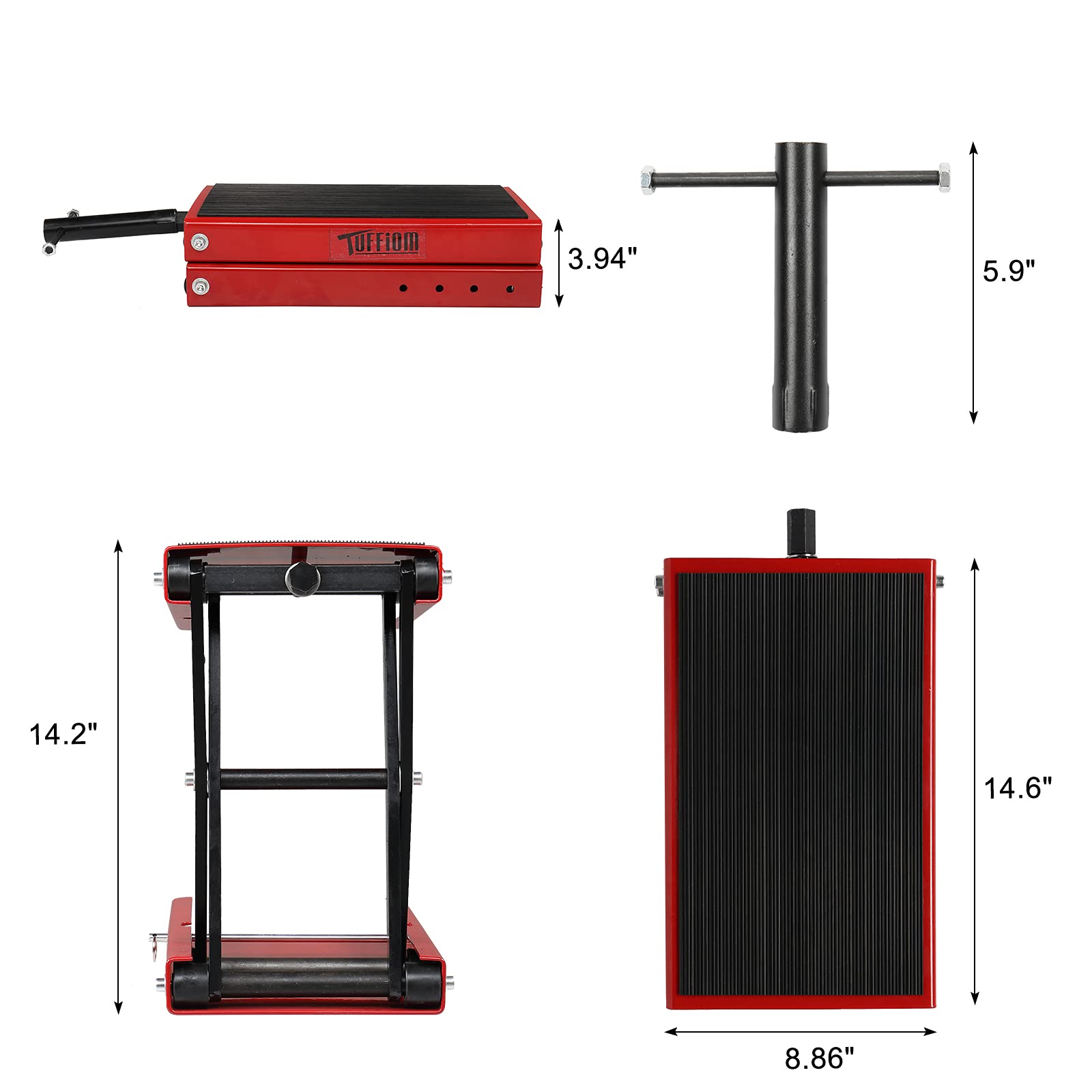 TUFFIOM 1100LBS Motorcycle Lift Jack - Adjustable Scissor Stand for Dirt Bike & ATV - Garage Workshop Use