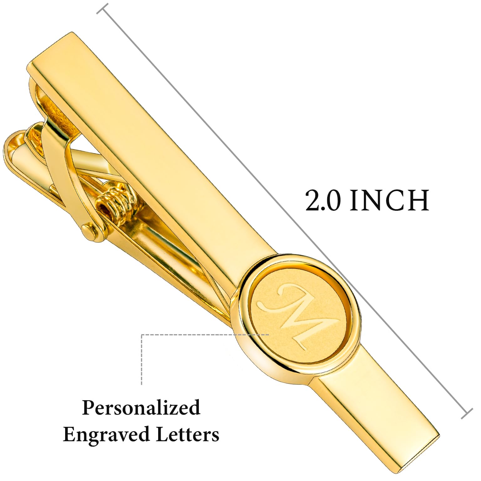 HAWSON 2 Inch Gold Engraved Letter Tie Clips & Cufflinks Set for Men - A-Z Monogram Formal Accessories for Business, Wedding & Special Occasions
