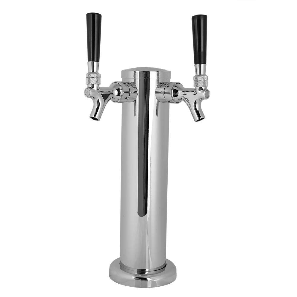 Stainless Steel Beer Dispenser - Commercial Grade Draft Beer Kegerator Tower Kit with Dual Faucet Tap, 2 Hose Beer Tower System for Home Bars, Pubs & Parties | Perfect for Serving Beer, Soda & Cold Beverages