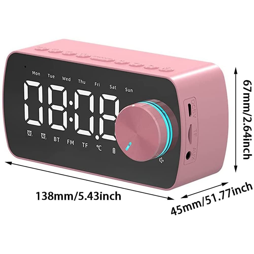 Bakemoro Digital Alarm Clock with Bluetooth Speaker, FM Radio, Dual Alarm, LED Display, Thermometer, TF Card Support & Sleep Timer - Perfect for Bedroom, Office, Travel & Home Decor