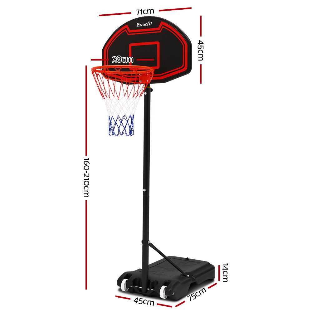 Everfit 2.1M Adjustable Portable Basketball Hoop System with Rim - Perfect for Driveway, Backyard & Outdoor Basketball Games - Black