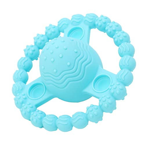 Soft Silicone Teething Chew Toy for Babies - Rattle Sound, Bright Colors, Safe & BPA-Free - Perfect for Soothing Sore Gums & Training Teeth (Water Blue) | Ideal for Home, Travel & Daycare Use