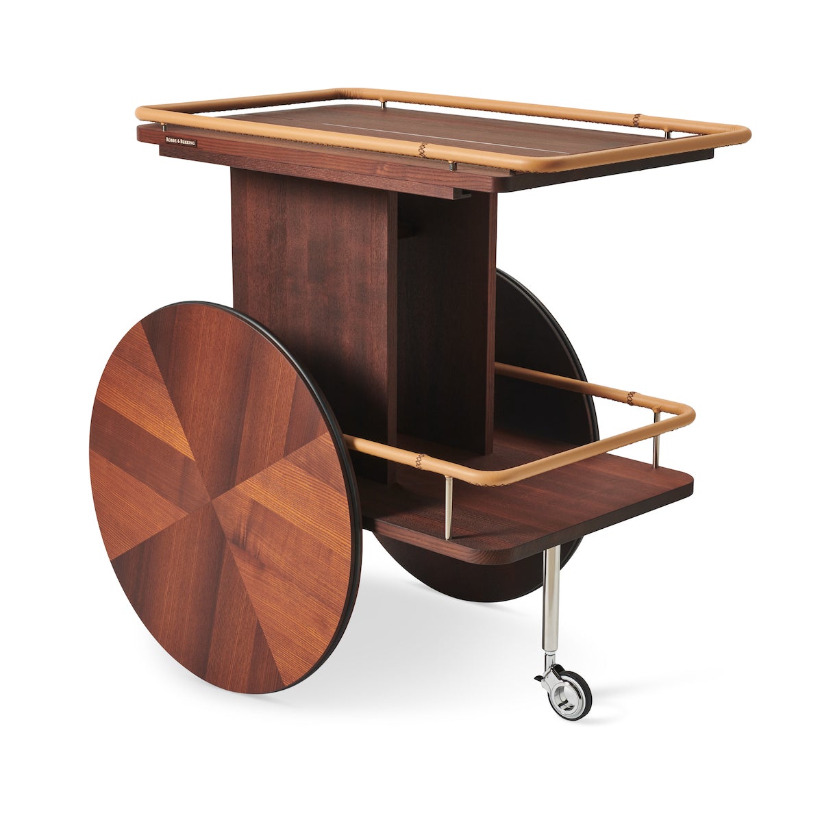 Robbe Berking Premium Bar Cart - Elegant Mobile Serving Cart for Home & Outdoor Entertaining | Perfect for Cocktails, Wine, and Beverage Service