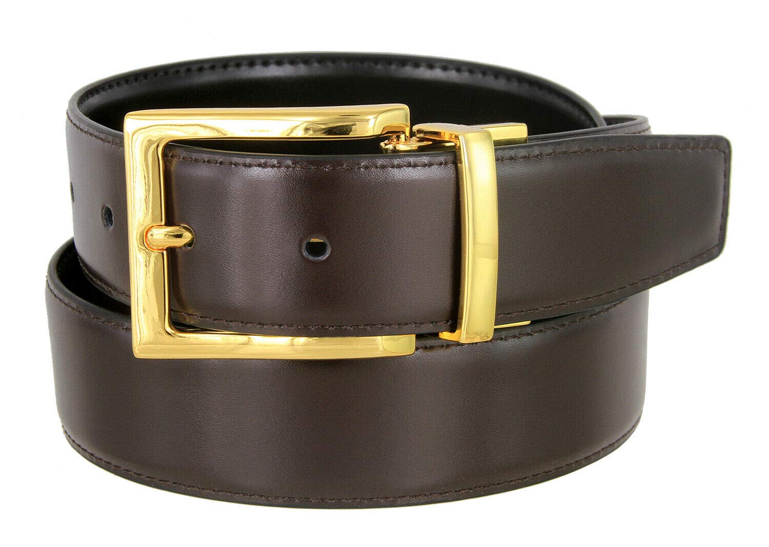 Genuine Leather Reversible Belt for Men - 1-3/8