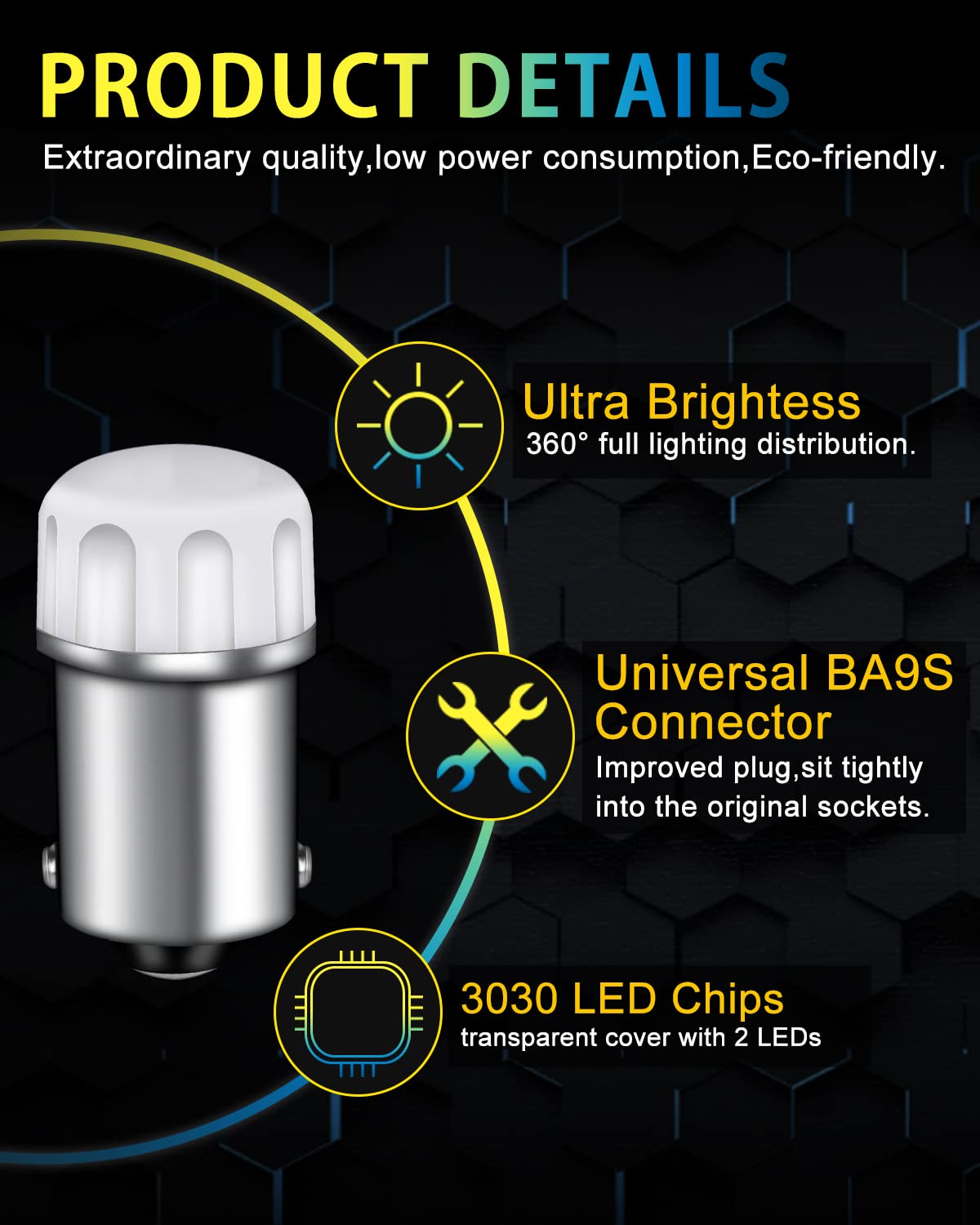 BA9S LED Car Bulbs - 10 Pack Green BA9 53 37 1895 1891 LED Lights for Car Interior, Instrument Panel, License Plate & Glove Box - Replacement for 47830 64111 - Perfect for Night Driving & Vehicle Customization