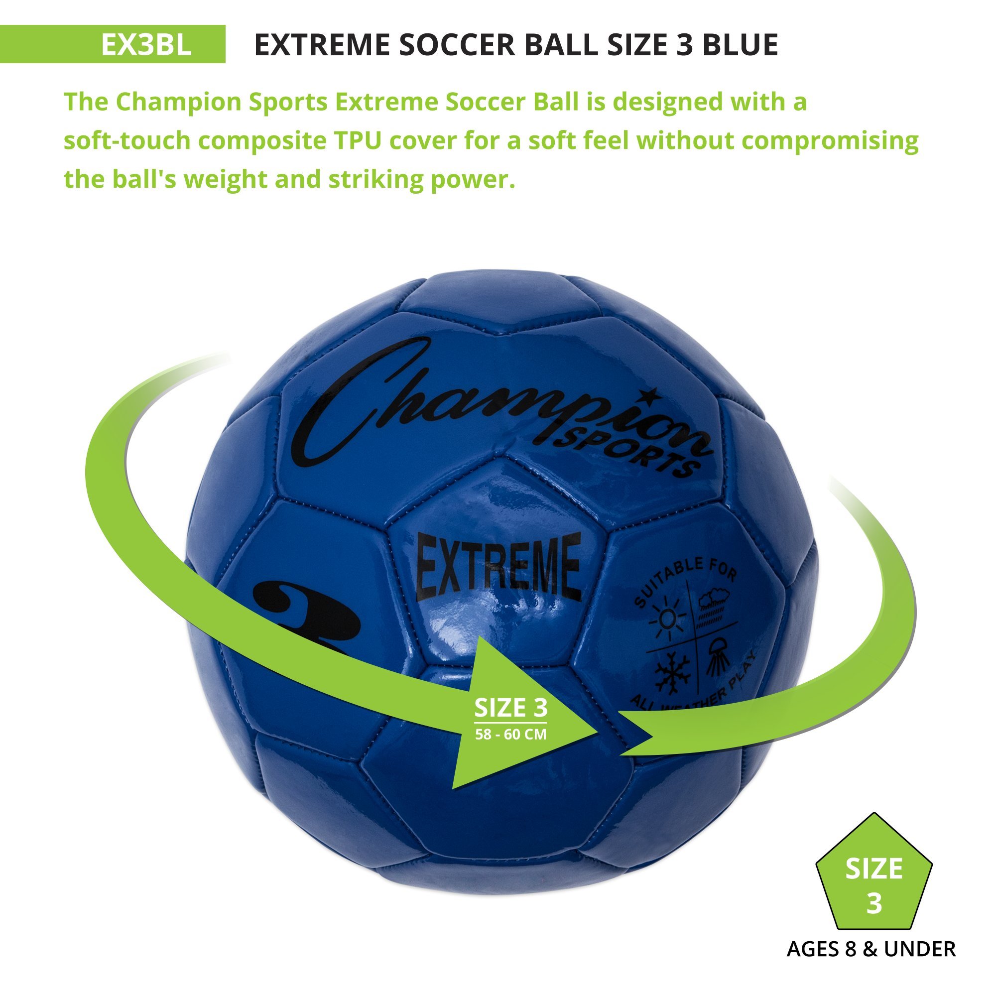 Champion Sports Extreme Series Soccer Ball - Size 5 Official Match Ball for Outdoor & Indoor Games - Perfect for Training, Matches, and Recreational Play