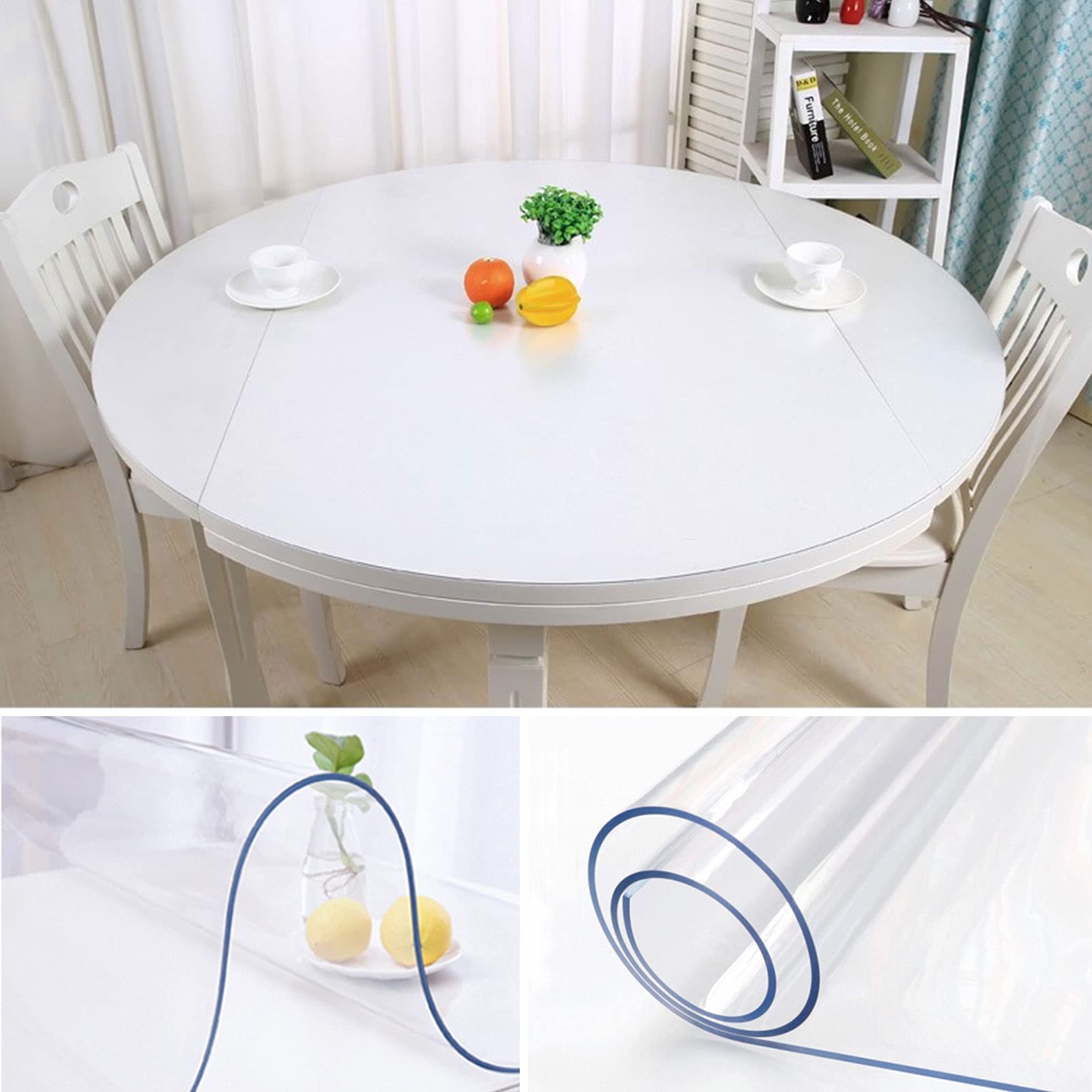 Round Plastic Tablecloths - Clear Transparent Waterproof Table Cover for Dining Table, Party & Holiday Decor - Perfect for Family Gatherings, Indoor & Outdoor Events
