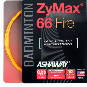 Ashaway ZyMax 66 Fire Badminton String (Orange) - High Performance Badminton Racket String for Power & Control - Perfect for Competitive Players & Training Sessions