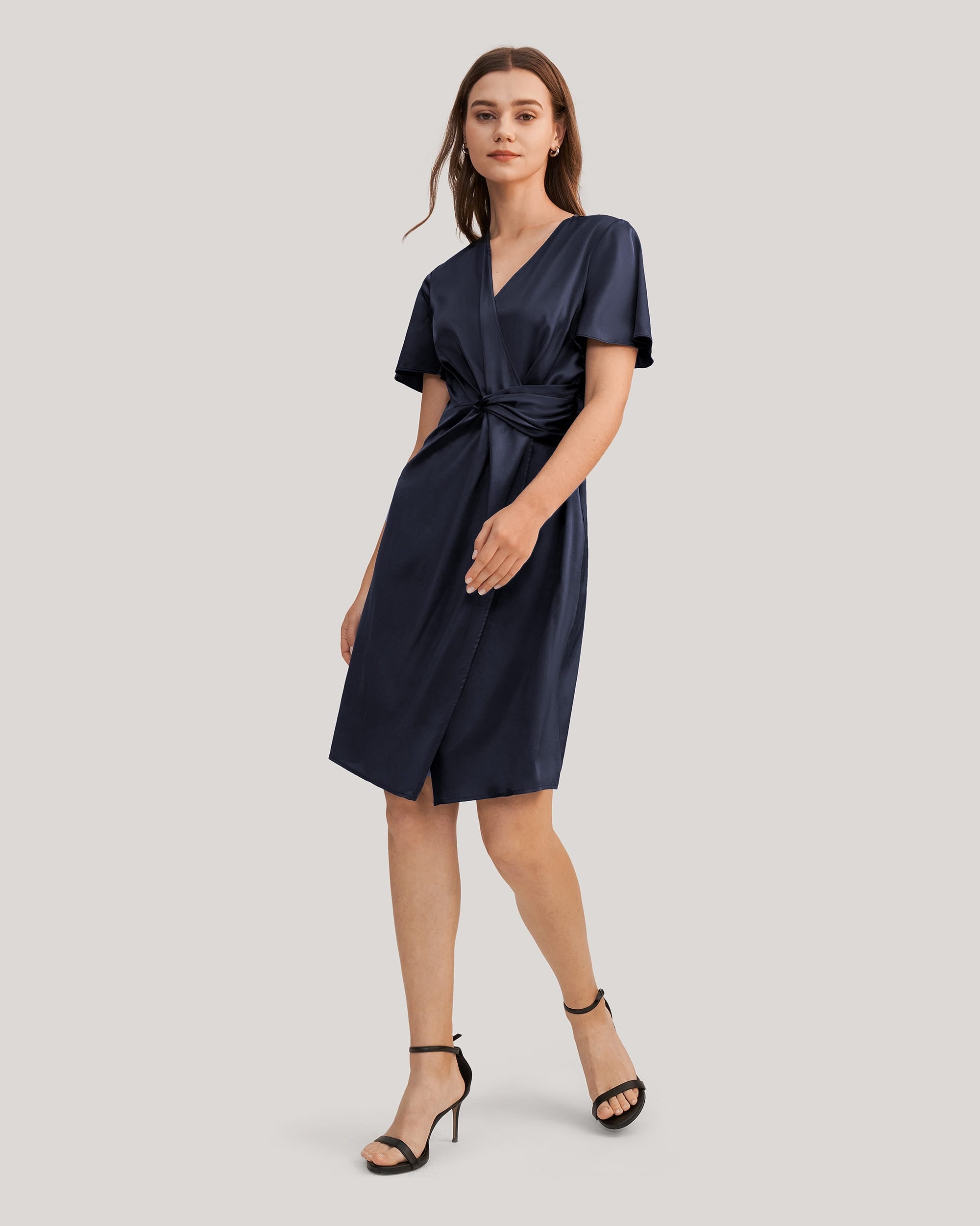 Elegant Overlapping Design Silk Dress for Women - Perfect for Weddings, Parties & Special Occasions