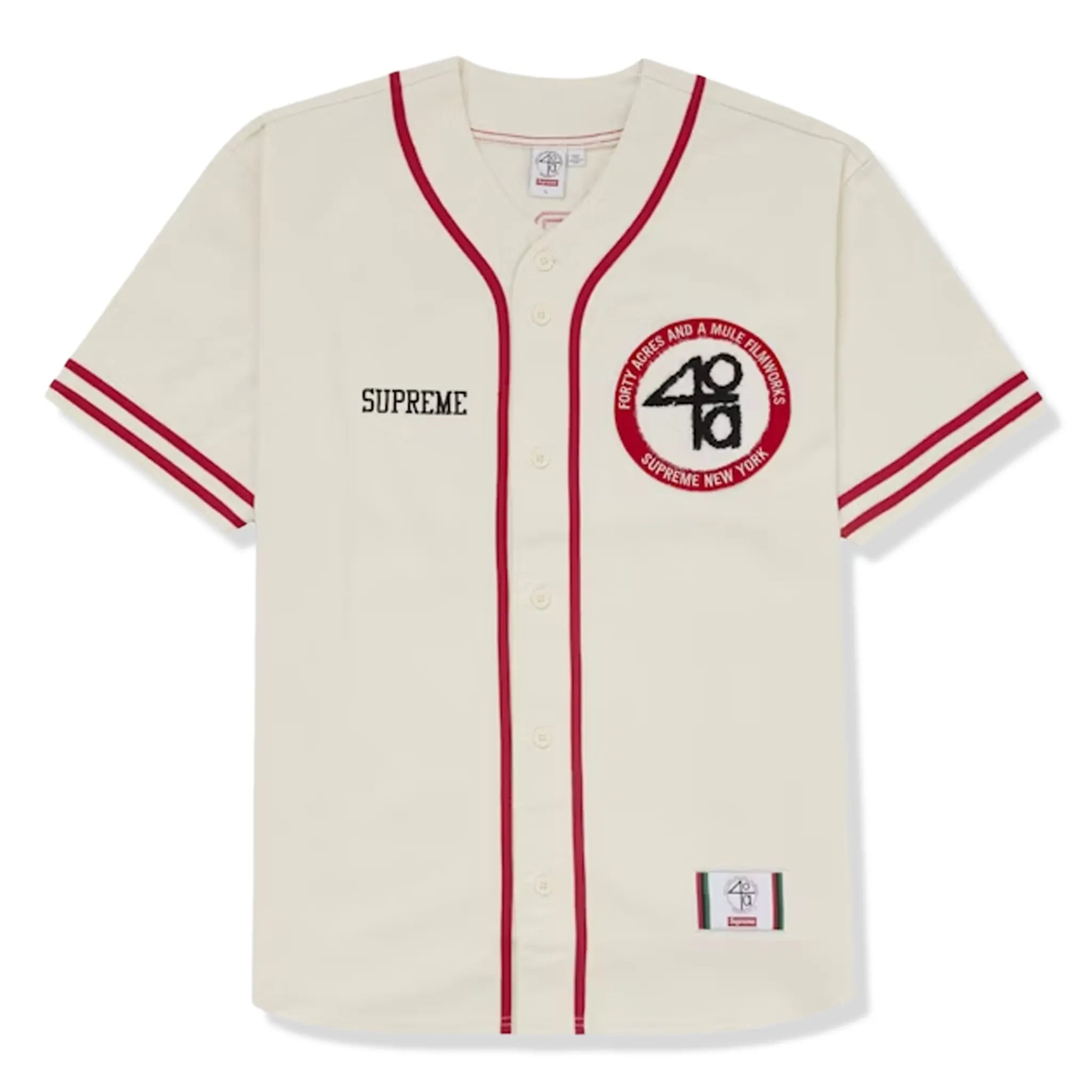 Supreme 40 Acres Twill Baseball Jersey - White - Vintage Style Baseball Shirt for Men - Perfect for Streetwear, Casual Outfits & Game Day Fashion