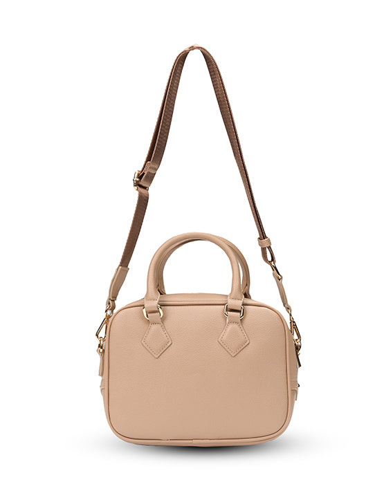 Tosca TH052 Mini Bowler Handbag in Natural - Stylish Crossbody Purse for Women, Perfect for Everyday Use, Work & Travel