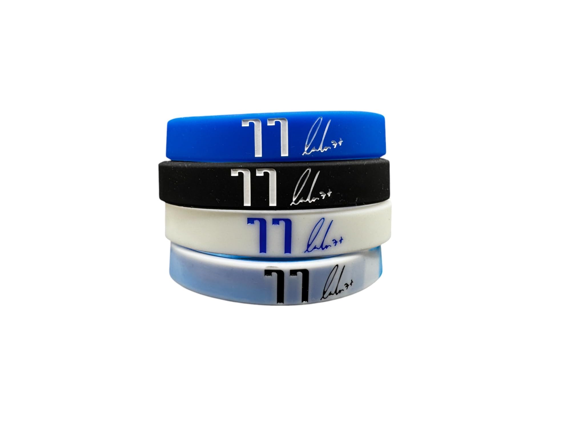 5-Pack Luka Doncic 77 Basketball Silicone Wristbands - Adjustable Sports Wristbands for NBA Fans - Perfect Fan Gift & Training Accessory for Basketball Games, Workouts & Casual Wear (Blue)