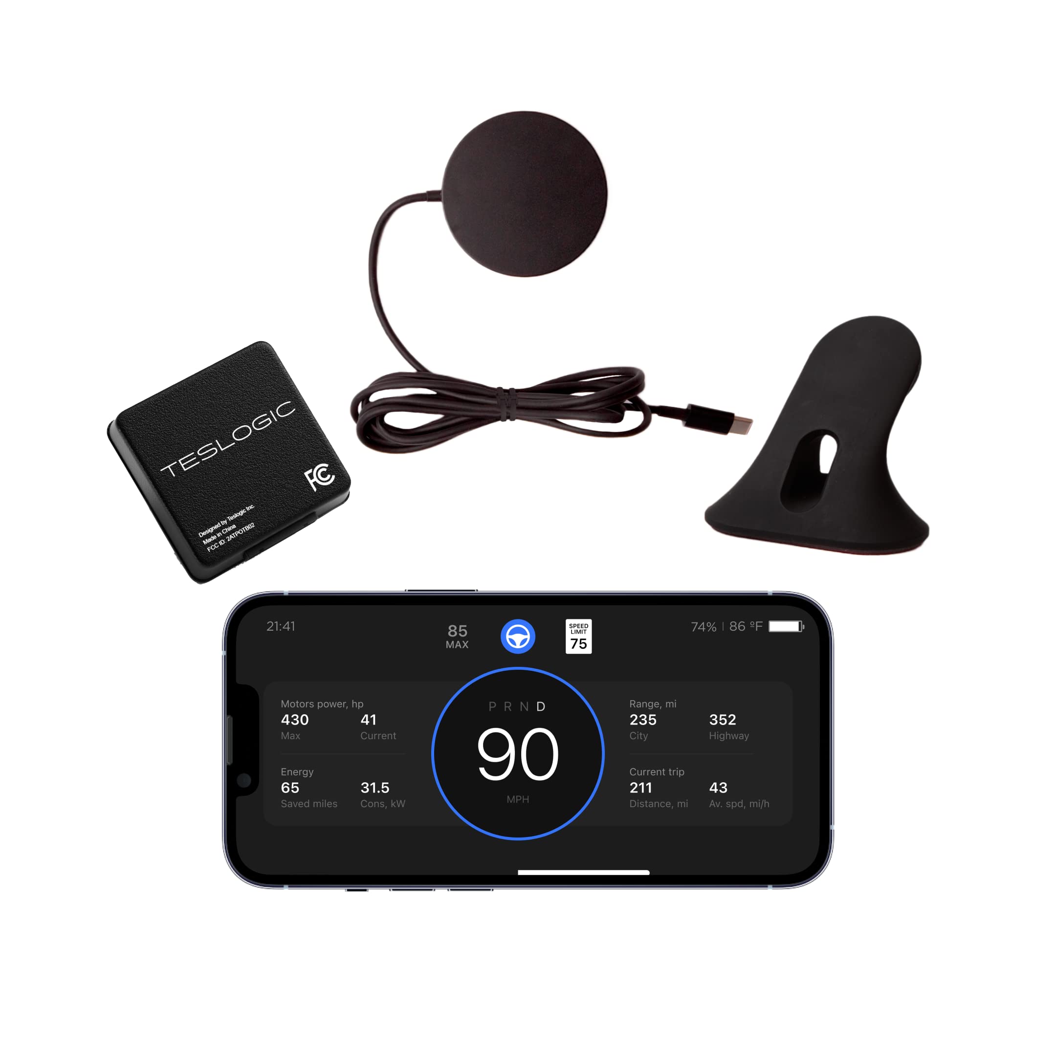 Tesla Model 3 (2021+) & Model Y Wireless Digital Instrument Cluster with Custom Shortcuts | Dashboard Display for Navigation & Speed | Perfect for Road Trips & Daily Commuting