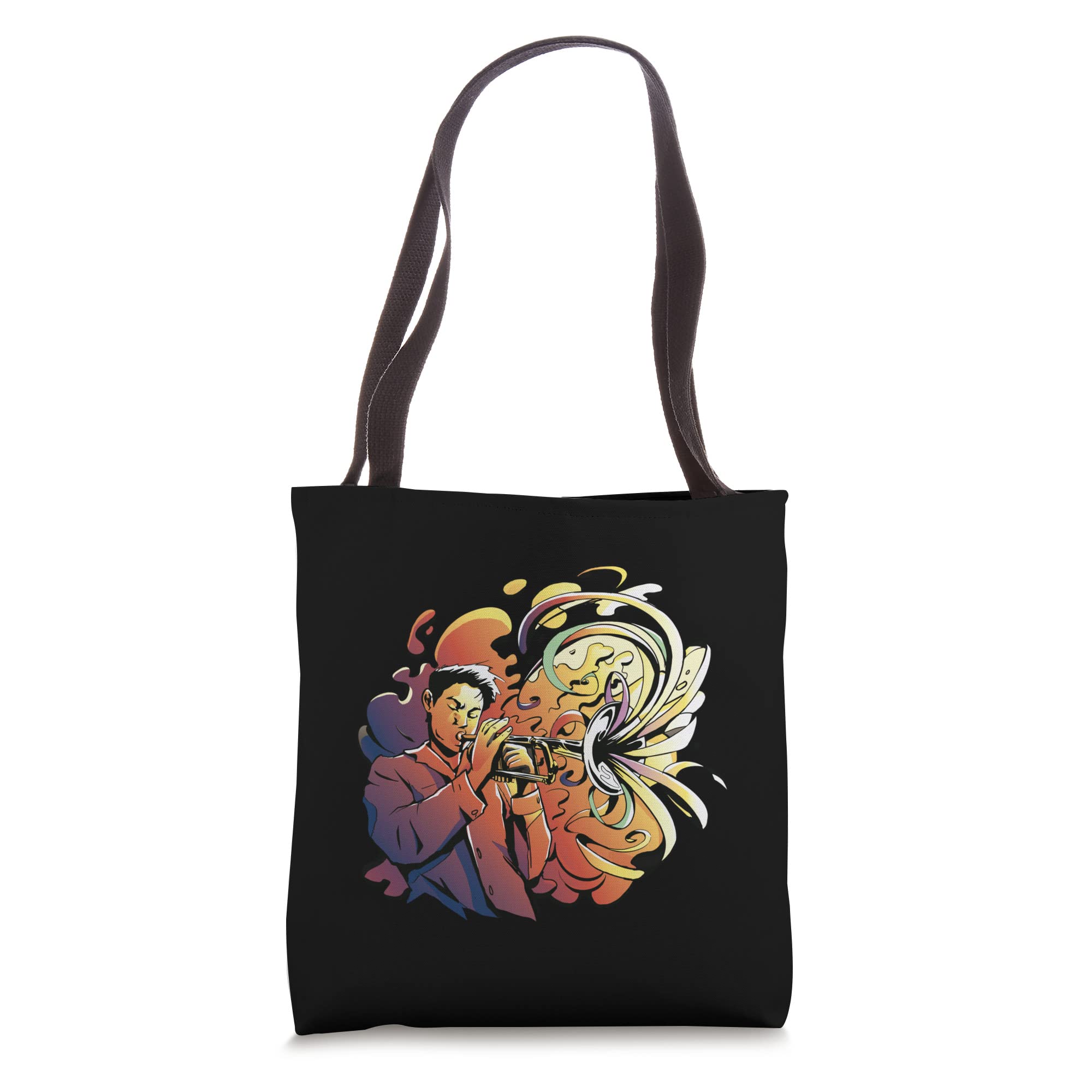 Trumpet Player Music Tote Bag - Cotton Canvas Reusable Shopping Bag for Musicians, Band Members & Music Lovers - Perfect for Groceries, Books & Band Practice Accessories