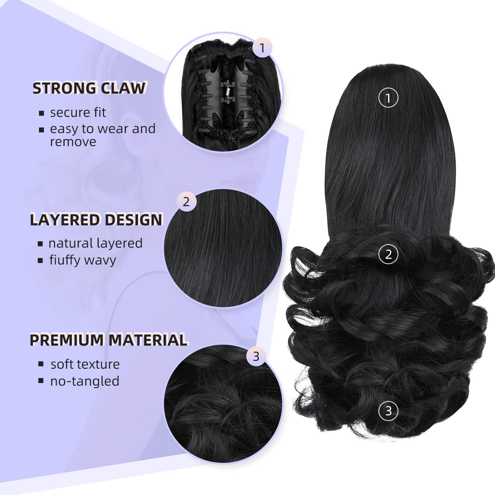 Natural Straight Ponytail Hair Extension with Claw Clip - Seamless Blonde Brown Black Hairpiece for Women - Perfect for Parties, Weddings & Everyday Styling