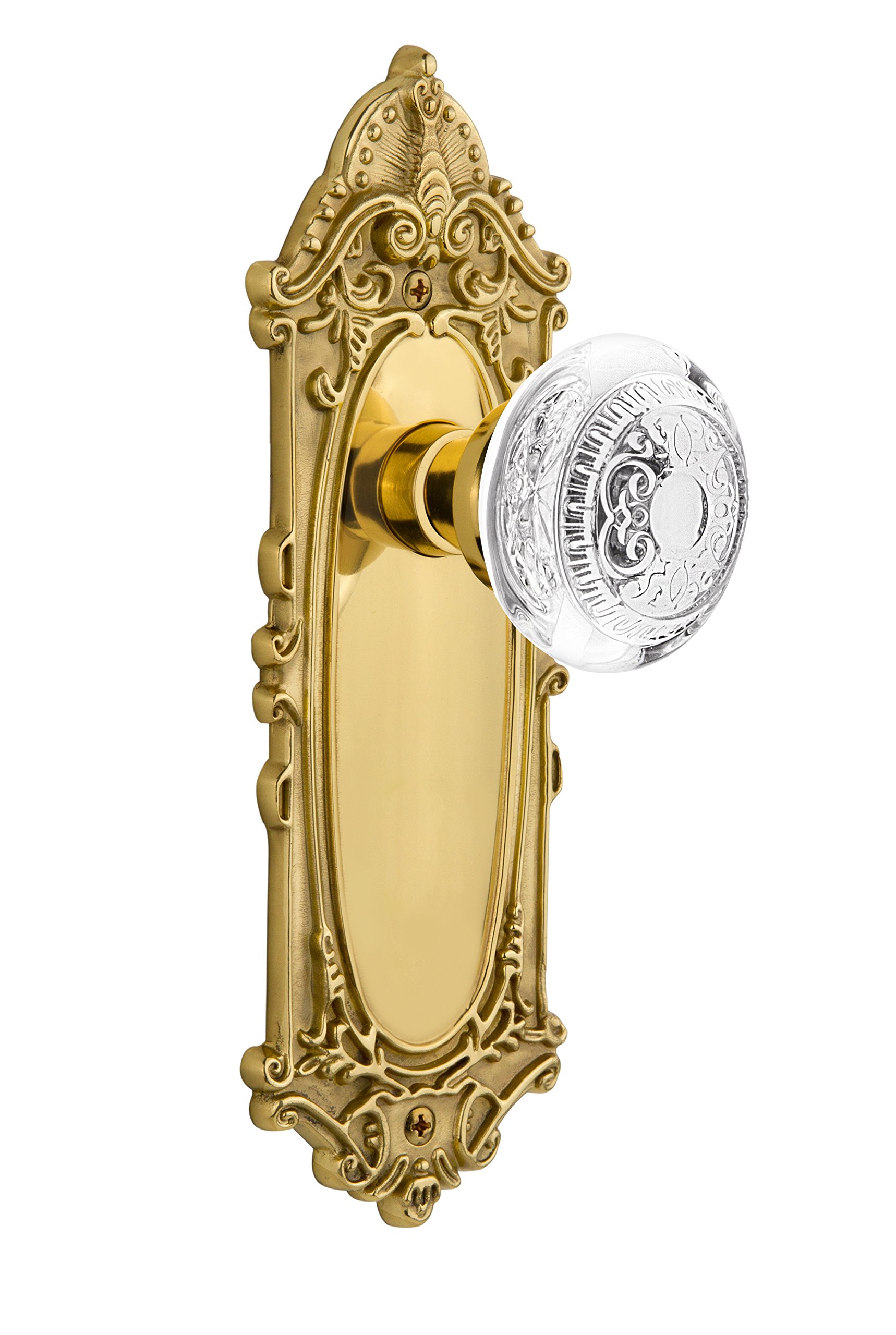 Nostalgic Warehouse 751342 Victorian Privacy Door Plate with Crystal Egg & Dart Knob - 2.375