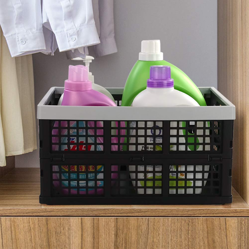 34 Quart Collapsible Storage Crates 2-Pack - Stackable Bins for Home & Office Organization