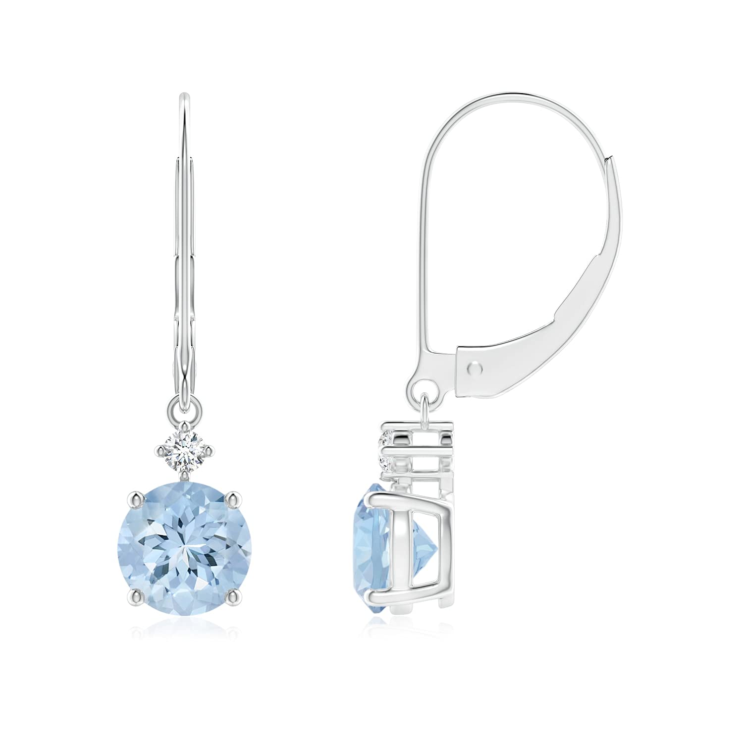 Natural Aquamarine and Diamond Dangle Earrings (1.44cttw AA Quality) - Elegant Solitaire Drop Earrings for Women, Perfect for Weddings, Parties & Special Occasions