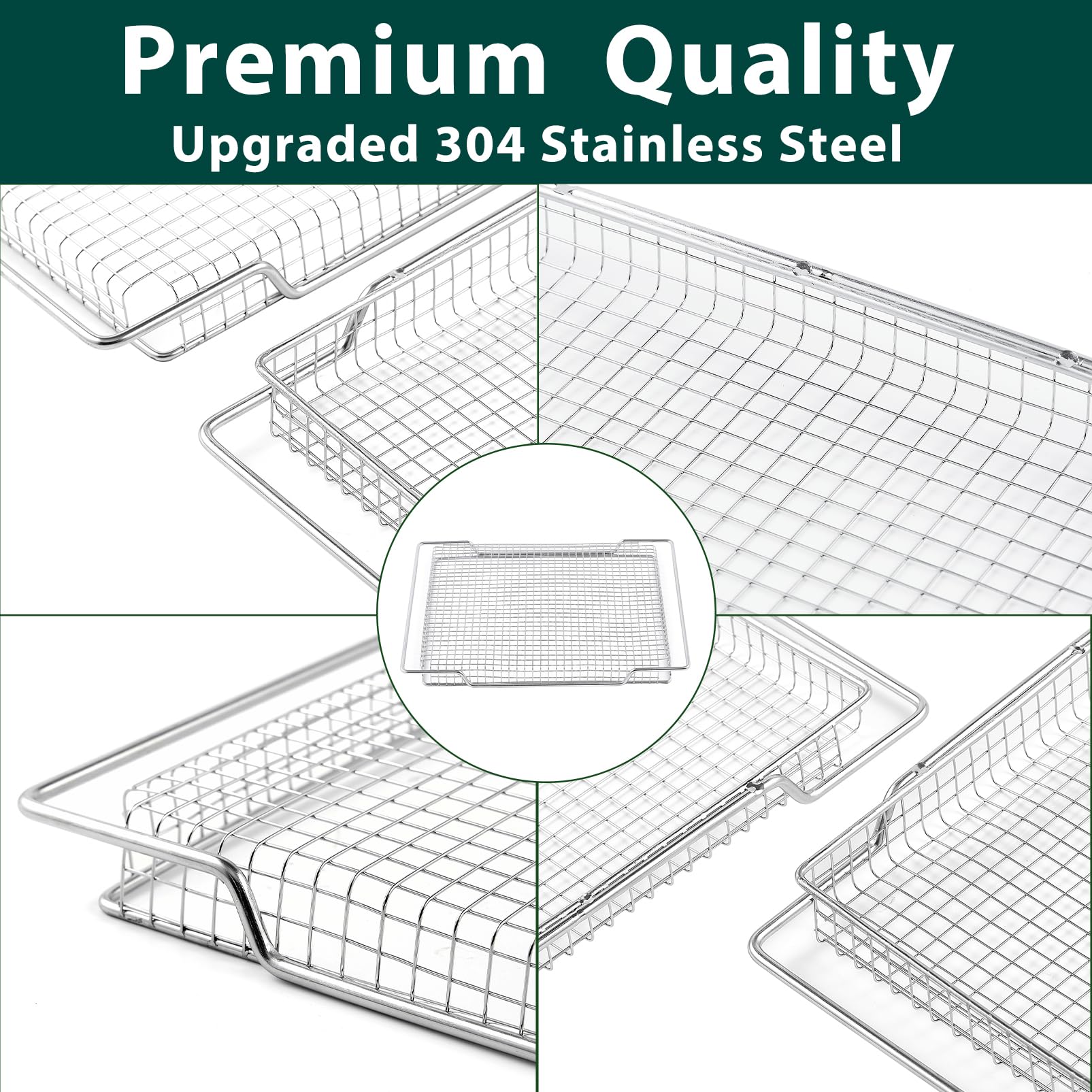 Breville BOV800XL Air Fryer Basket Replacement Parts - 304 Stainless Steel Oven Rack & Mesh Basket Set (2 Pcs) for BOV845BSS Smart Oven - Perfect for Healthy Frying, Roasting & Baking in Countertop Convection Toaster Ovens
