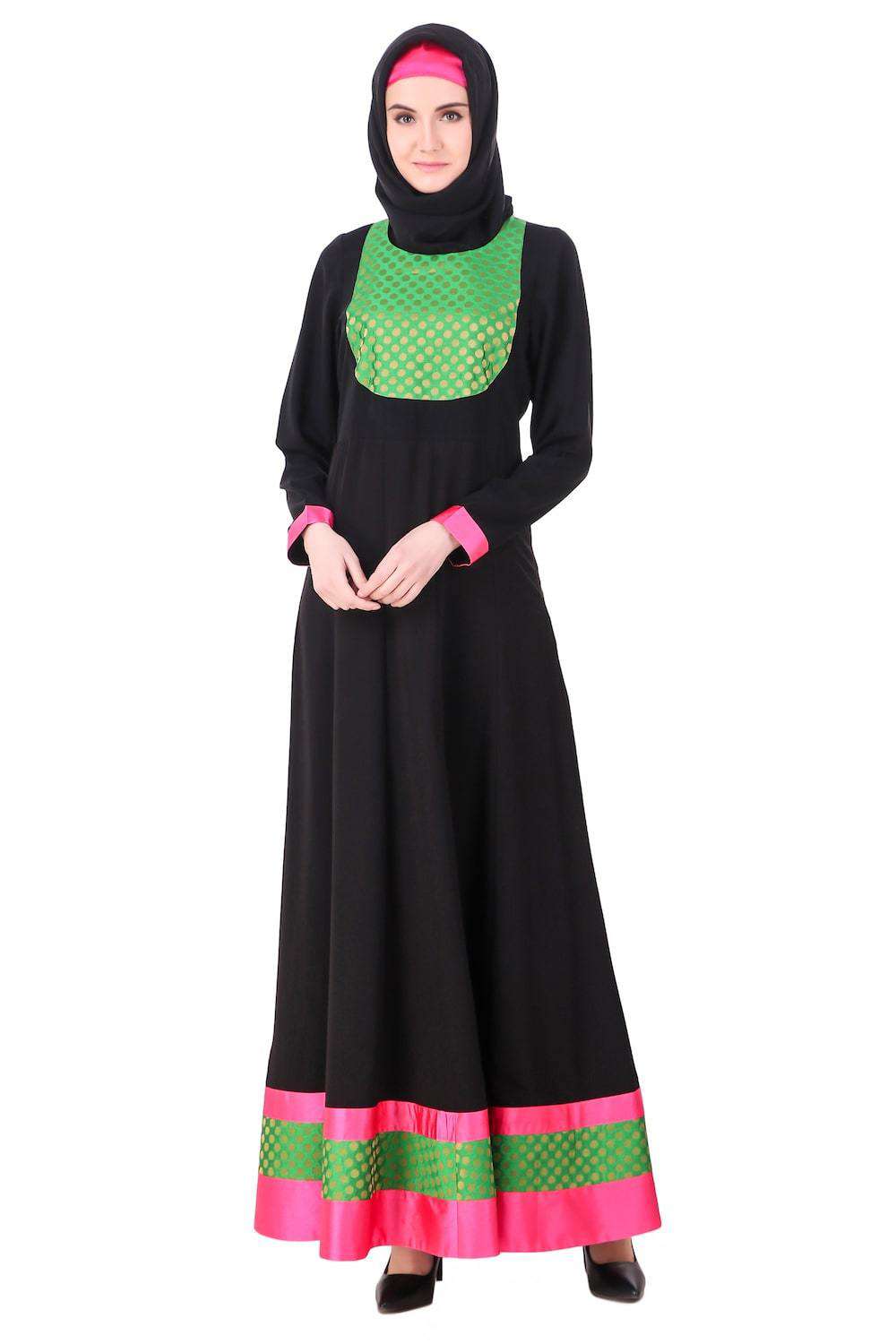 Elegant Black Anarkali Eid Abaya Dress for Women - Modest Islamic Prayer Gown - Perfect for Eid Celebrations, Weddings & Special Occasions