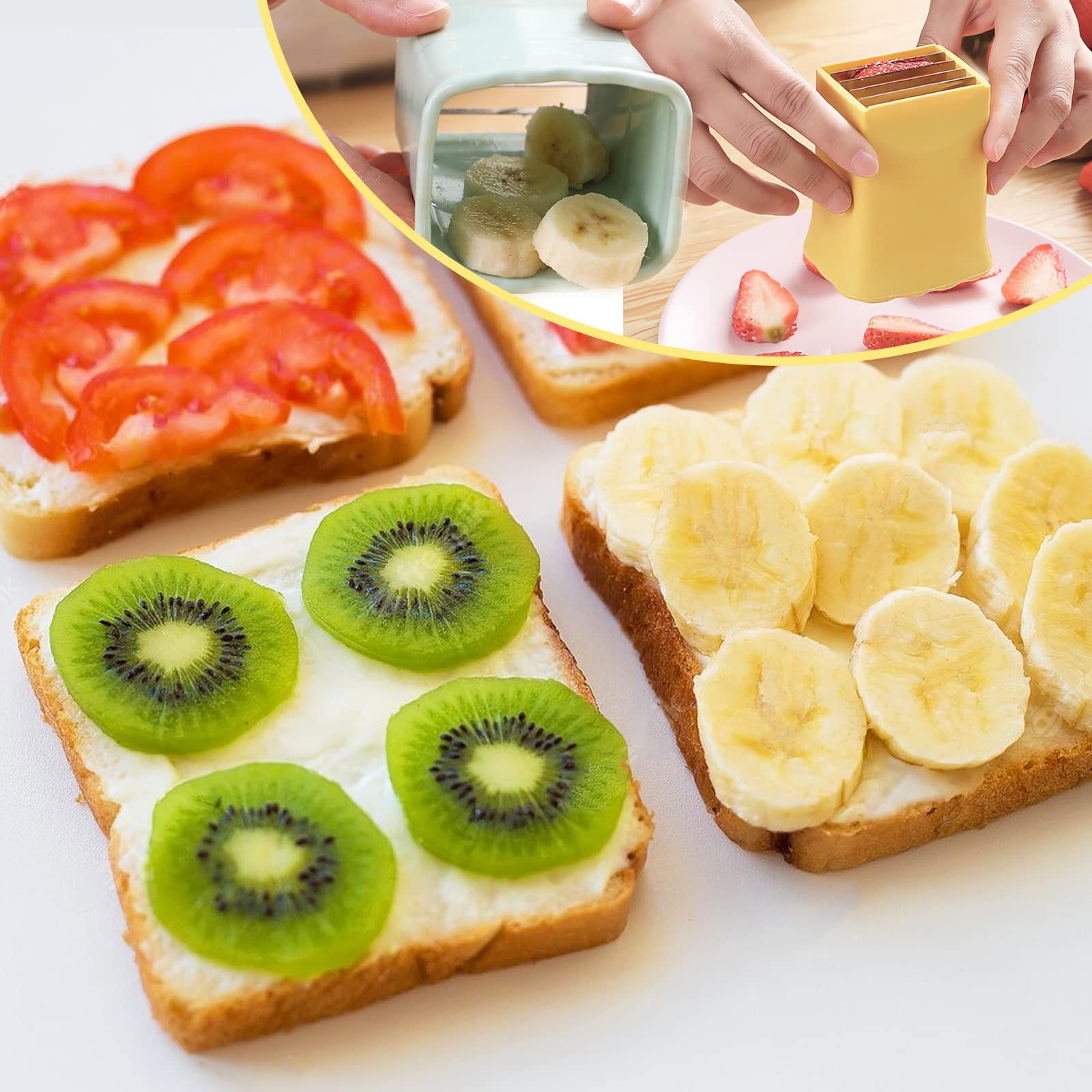 2-Pack Multi-Purpose Kitchen Slicer Set - Egg, Banana & Strawberry Cutter for Quick Fruit & Vegetable Salad Prep | Creative Kitchen Gadget for Smoothies, Fruit Platters & Healthy Snacks | COKSDUPID