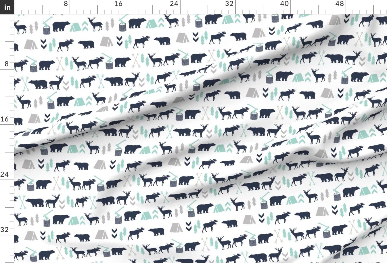 Woodland Forest Animal Boho Camping Print Minky Fabric - Soft Plush Fat Quarter for Baby Blankets, Quilt Backing & Sewing Projects - Perfect for Nursery Decor, DIY Crafts & Cozy Home Accessories