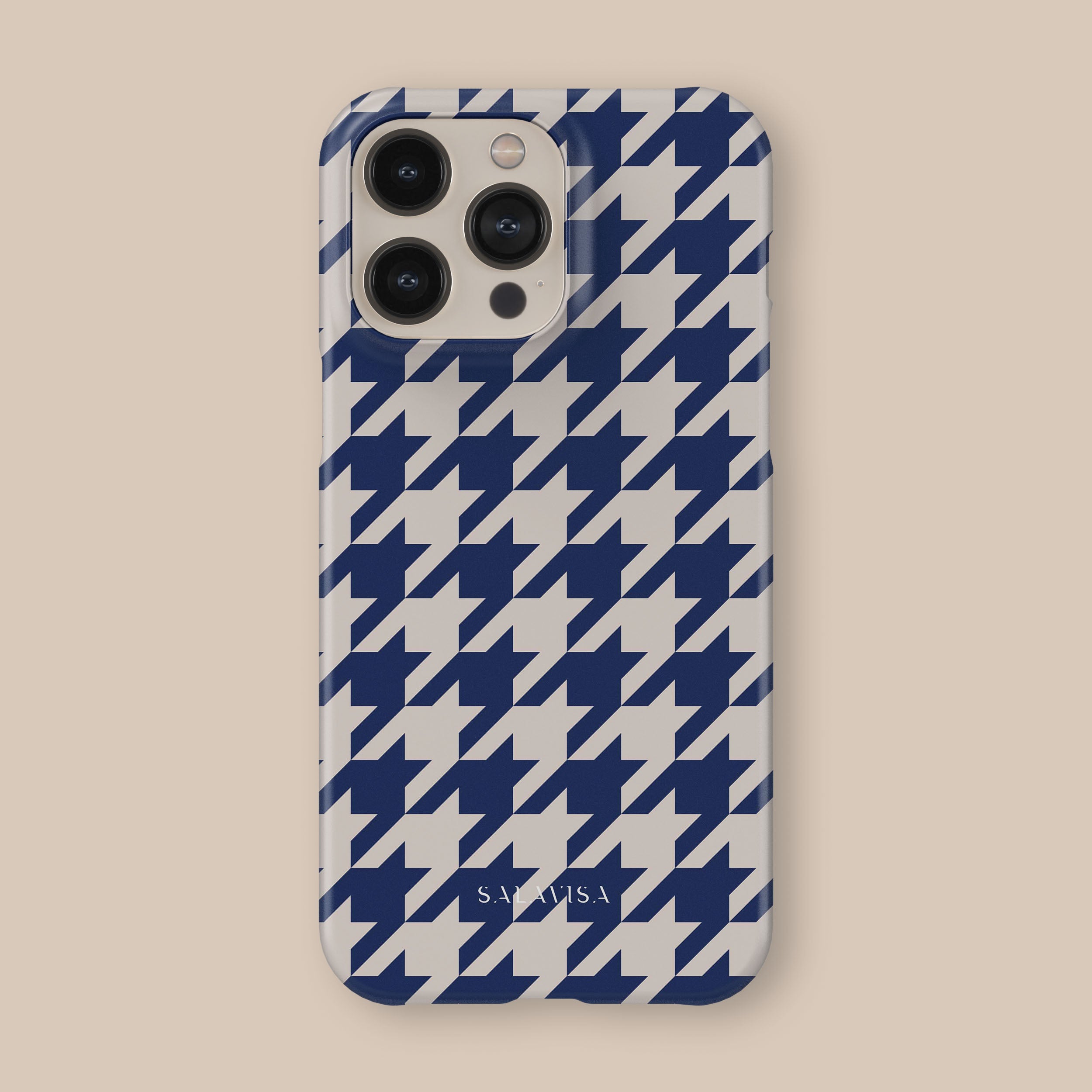 Stylish Blue Houndstooth Pattern Phone Case - Trendy Protective Cover for iPhone & Samsung - Perfect for Work, Travel & Everyday Use