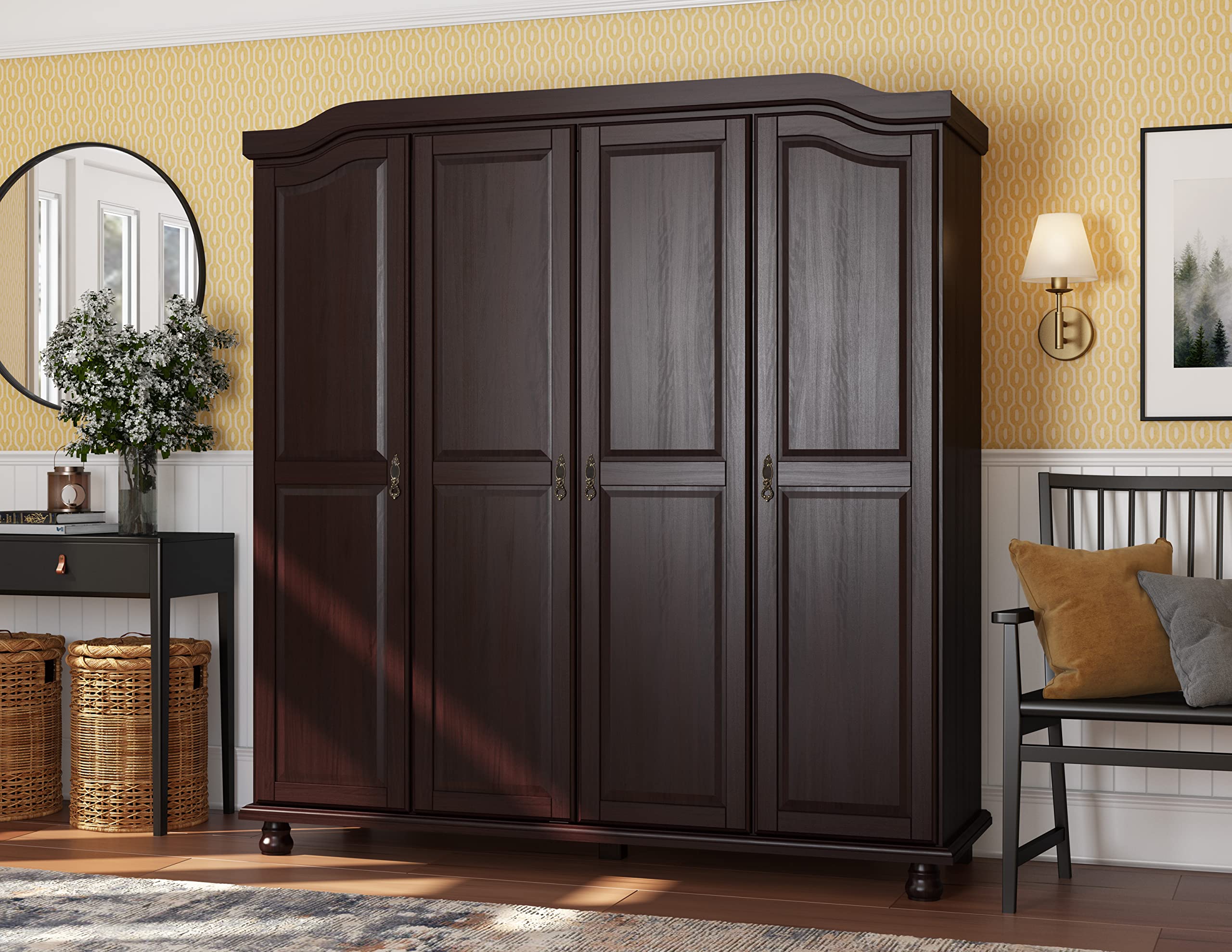 Palace Imports 100% Solid Wood Set of 4 Small Shelves for Wardrobe, Armoire & Closet Organization - Java Espresso Finish | Perfect for Bedroom Storage, Closet Organizers & Home Decor